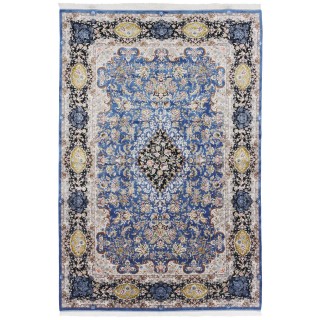 سجادة صناعية بنقشة ترنج مزخرف بالورود، أكريليك مع حرير بامبو، على الطراز الفارسي، رقم 200184