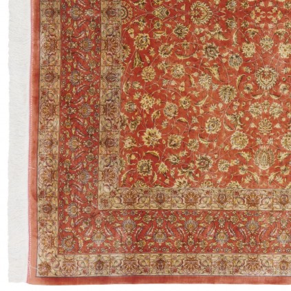 Machine-made Rug, Shah Abbasi All-over Floral, Acrylic + Bamboo Silk, Persian Style, Ref 200186