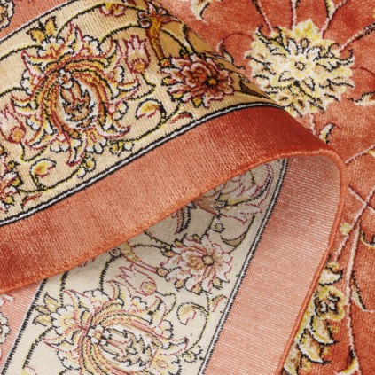 Machine-made Rug, Shah Abbasi All-over Floral, Acrylic + Bamboo Silk, Persian Style, Ref 200186