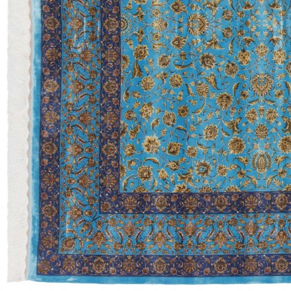 Machine-made Rug, Shah Abbasi All-over Floral, Acrylic + Bamboo Silk, Persian Style, Ref 200186