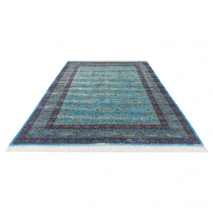 Machine-made Rug, Shah Abbasi All-over Floral, Acrylic + Bamboo Silk, Persian Style, Ref 200186