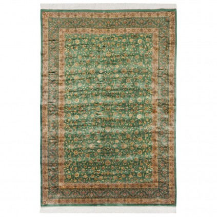 Machine-made Rug, Shah Abbasi All-over Floral, Acrylic + Bamboo Silk, Persian Style, Ref 200186