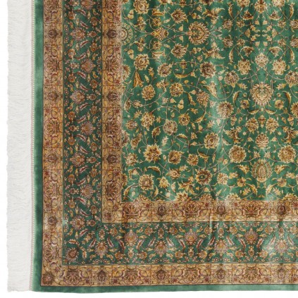 Machine-made Rug, Shah Abbasi All-over Floral, Acrylic + Bamboo Silk, Persian Style, Ref 200186