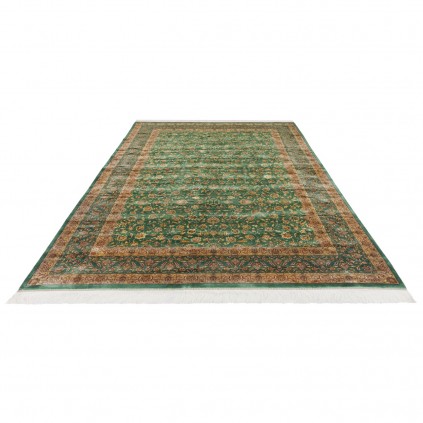 Machine-made Rug, Shah Abbasi All-over Floral, Acrylic + Bamboo Silk, Persian Style, Ref 200186