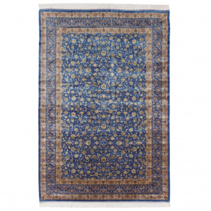 Machine-made Rug, Shah Abbasi All-over Floral, Acrylic + Bamboo Silk, Persian Style, Ref 200186