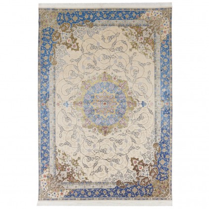 Machine-made Rug, Floral Corner Medallion, Acrylic + Bamboo Silk, Persian Style, Ref 200187
