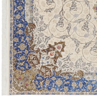 Machine-made Rug, Floral Corner Medallion, Acrylic + Bamboo Silk, Persian Style, Ref 200187