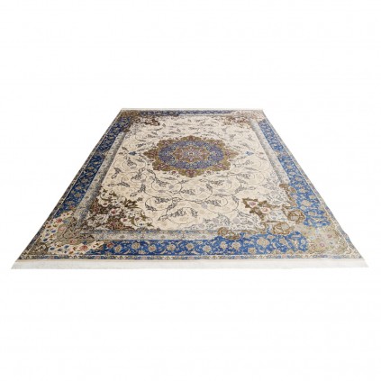 Machine-made Rug, Floral Corner Medallion, Acrylic + Bamboo Silk, Persian Style, Ref 200187