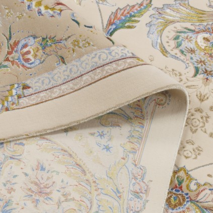 سجادة صناعية بنقشة مزهر مزخرف بالورود، أكريليك مع حرير بامبو، على الطراز الفارسي، رقم 200188