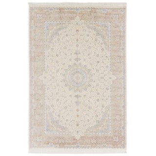 Machine-made Rug, Floral Corner Medallion, Acrylic + Bamboo Silk, Persian Style, Ref 200189