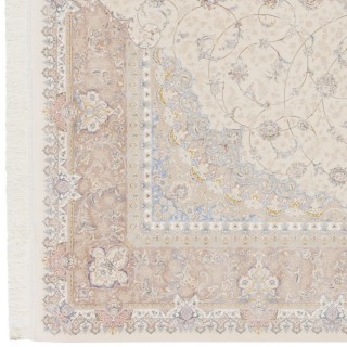 Machine-made Rug, Floral Corner Medallion, Acrylic + Bamboo Silk, Persian Style, Ref 200189