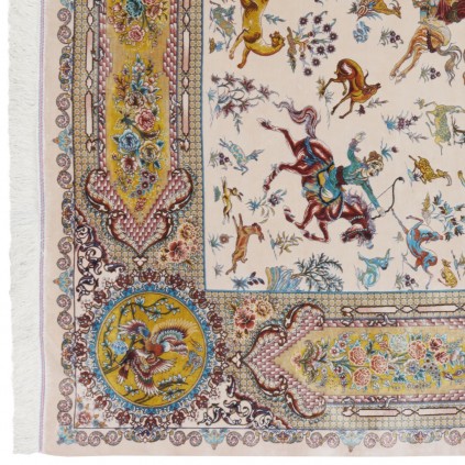 Machine-made Rug, Hunting Scene All-over, Acrylic + Bamboo Silk, Persian Style, Ref 200190