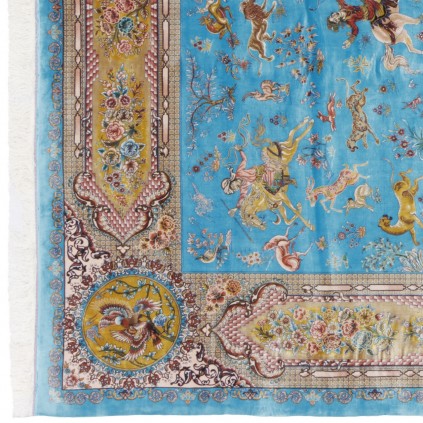 Machine-made Rug, Hunting Scene All-over, Acrylic + Bamboo Silk, Persian Style, Ref 200190