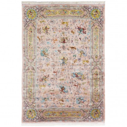 Machine-made Rug, Hunting Scene All-over, Acrylic + Bamboo Silk, Persian Style, Ref 200190