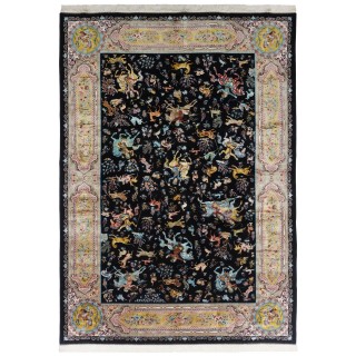 سجادة صناعية بنقشة كامل مشهد الصيد، أكريليك مع حرير بامبو، على الطراز الفارسي، رقم 200190