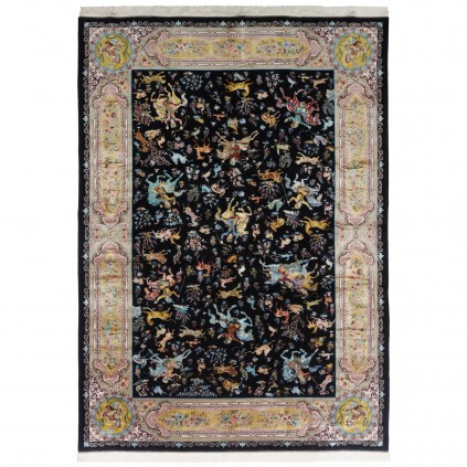 Machine-made Rug, Hunting Scene All-over, Acrylic + Bamboo Silk, Persian Style, Ref 200190