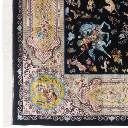 Machine-made Rug, Hunting Scene All-over, Acrylic + Bamboo Silk, Persian Style, Ref 200190