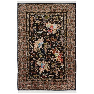 Machine-made Rug, Hunting Scene All-over, Acrylic + Bamboo Silk, Persian Style, Ref 200191