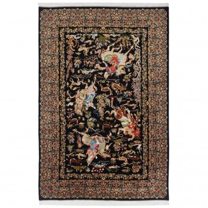 Machine-made Rug, Hunting Scene All-over, Acrylic + Bamboo Silk, Persian Style, Ref 200191