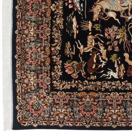 Machine-made Rug, Hunting Scene All-over, Acrylic + Bamboo Silk, Persian Style, Ref 200191