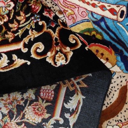 Machine-made Rug, Hunting Scene All-over, Acrylic + Bamboo Silk, Persian Style, Ref 200191