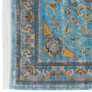 Machine-made Rug, Floral Corner Medallion, Acrylic + Bamboo Silk, Persian Style, Ref 200192