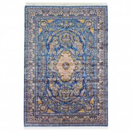 سجادة صناعية بنقشة زاوية وترنج مزخرف بالورود، أكريليك مع حرير بامبو، على الطراز الفارسي، رقم 200192