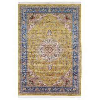 Machine-made Rug, Floral Corner Medallion, Acrylic + Bamboo Silk, Persian Style, Ref 200193