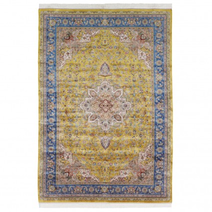 Machine-made Rug, Floral Corner Medallion, Acrylic + Bamboo Silk, Persian Style, Ref 200193