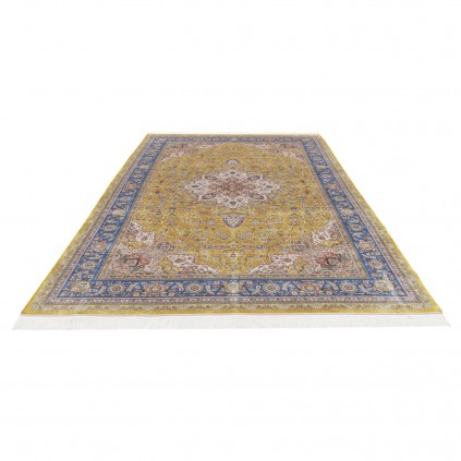 Machine-made Rug, Floral Corner Medallion, Acrylic + Bamboo Silk, Persian Style, Ref 200193