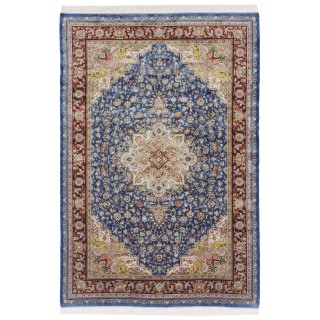 Machine-made Rug, Floral Corner Medallion, Acrylic + Bamboo Silk, Persian Style, Ref 200193
