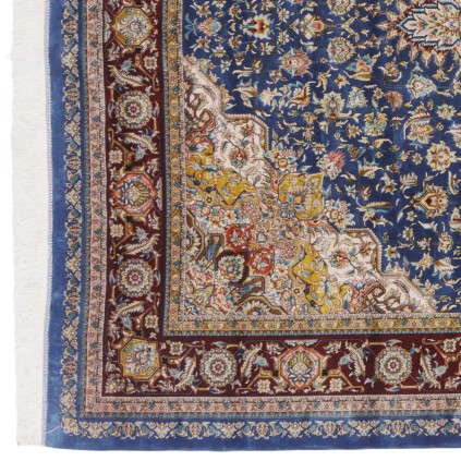 Machine-made Rug, Floral Corner Medallion, Acrylic + Bamboo Silk, Persian Style, Ref 200193
