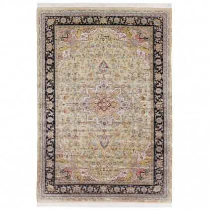 Machine-made Rug, Floral Corner Medallion, Acrylic + Bamboo Silk, Persian Style, Ref 200193