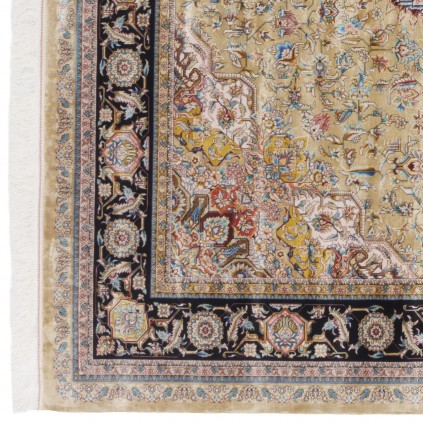 Machine-made Rug, Floral Corner Medallion, Acrylic + Bamboo Silk, Persian Style, Ref 200193