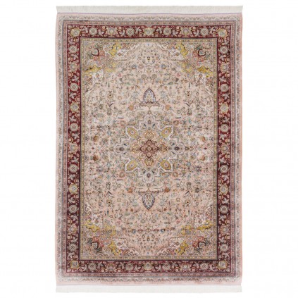Machine-made Rug, Floral Corner Medallion, Acrylic + Bamboo Silk, Persian Style, Ref 200193