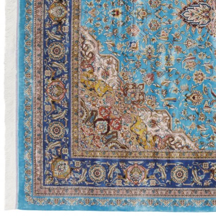 Machine-made Rug, Floral Corner Medallion, Acrylic + Bamboo Silk, Persian Style, Ref 200193