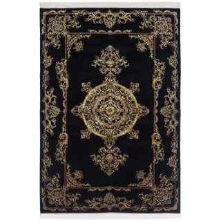 سجادة صناعية بنقشة زاوية وترنج الحقل البسيط، أكريليك مع حرير بامبو، على الطراز الفارسي، رقم 200194