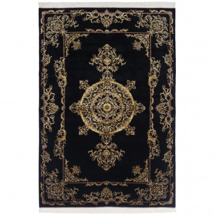 Machine-made Rug, Plain Field Corner Medallion, Acrylic + Bamboo Silk, Persian Style, Ref 200194