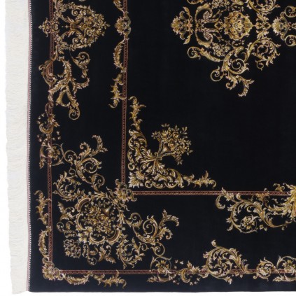 Machine-made Rug, Plain Field Corner Medallion, Acrylic + Bamboo Silk, Persian Style, Ref 200194