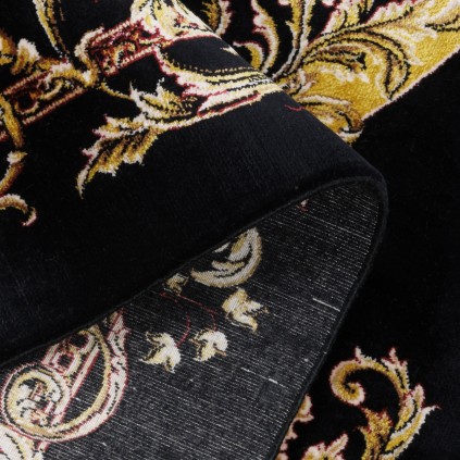 Machine-made Rug, Plain Field Corner Medallion, Acrylic + Bamboo Silk, Persian Style, Ref 200194