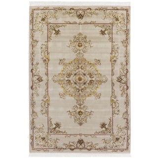 Machine-made Rug, Plain Field Corner Medallion, Acrylic + Bamboo Silk, Persian Style, Ref 200194