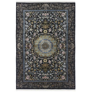 Machine-made Rug, Floral Medallion, Acrylic + Bamboo Silk, Persian Style, Ref 200195