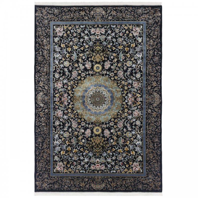 Machine-made Rug, Floral Medallion, Acrylic + Bamboo Silk, Persian Style, Ref 200195