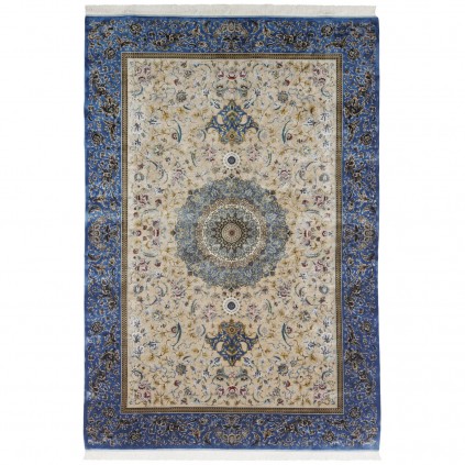 Machine-made Rug, Floral Medallion, Acrylic + Bamboo Silk, Persian Style, Ref 200195