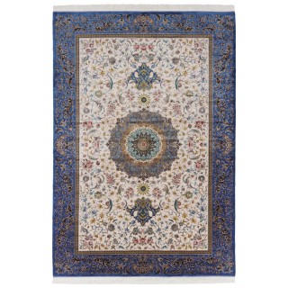 Machine-made Rug, Floral Medallion, Acrylic + Bamboo Silk, Persian Style, Ref 200196