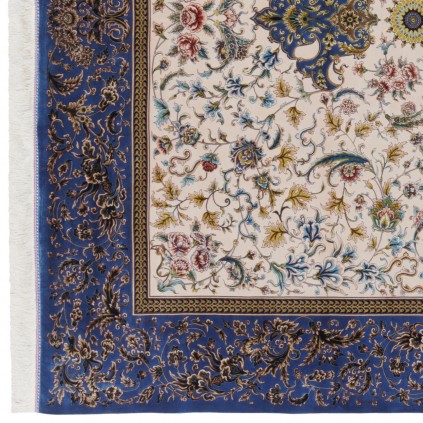 سجادة صناعية بنقشة ترنج مزخرف بالورود، أكريليك مع حرير بامبو، على الطراز الفارسي، رقم 200196