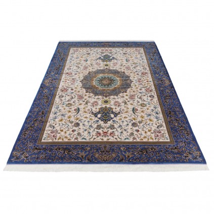 سجادة صناعية بنقشة ترنج مزخرف بالورود، أكريليك مع حرير بامبو، على الطراز الفارسي، رقم 200196