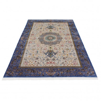 سجادة صناعية بنقشة ترنج مزخرف بالورود، أكريليك مع حرير بامبو، على الطراز الفارسي، رقم 200196