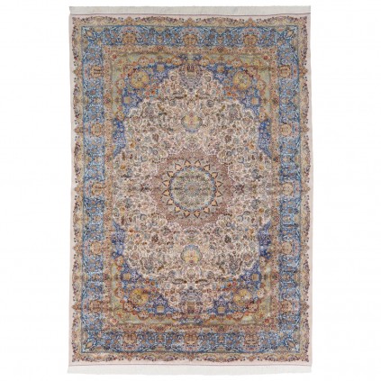 Machine-made Rug, Floral Corner Medallion, Acrylic + Bamboo Silk, Persian Style, Ref 200198
