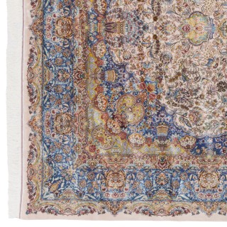 Machine-made Rug, Floral Corner Medallion, Acrylic + Bamboo Silk, Persian Style, Ref 200198